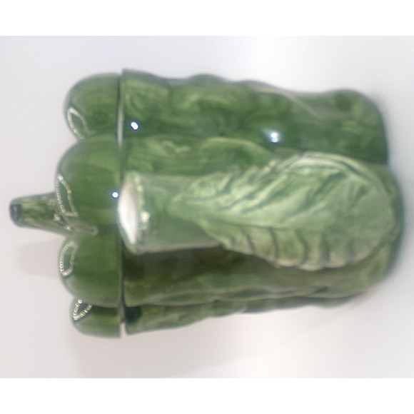 Vintage Limoges France ? Green Bell Pepper Teapot Large Ceramic Vegetable Coffee - Picture 6 of 16